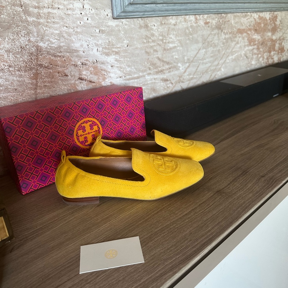 Tory Burch Vibrant Yellow Suede Flats